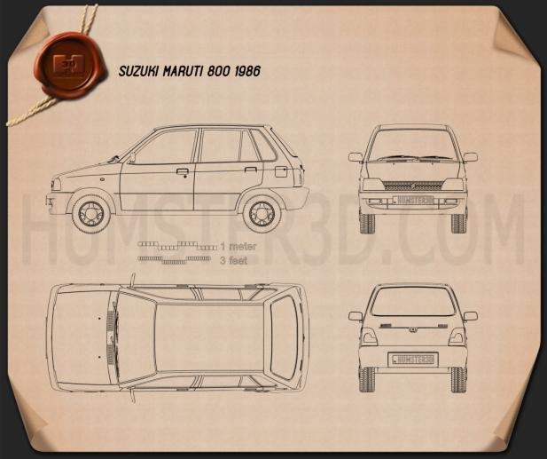 Suzuki (Maruti) 800 1986 car clipart