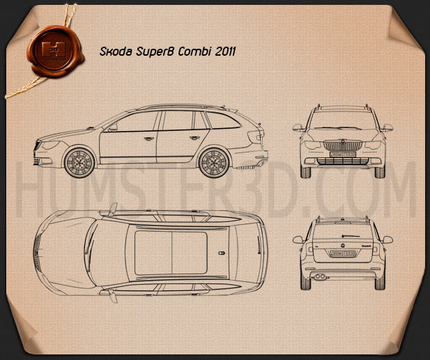 Skoda Superb (B6) Combi 2011 Blueprint