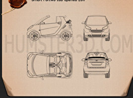 Smart Fortwo 2011 Convertible Open Top car clipart