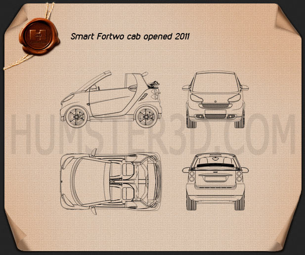 Smart Fortwo 2011 Convertible Open Top car clipart
