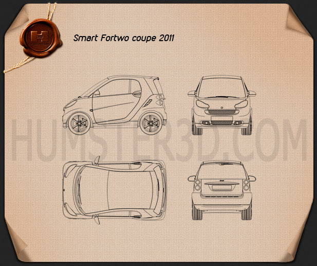 Smart Fortwo 2011 Convertible Hard Top Blueprint