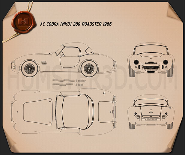 AC Shelby Cobra 289 roadster 1966 car clipart