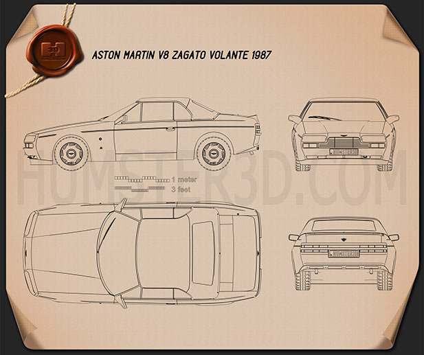 Aston Martin V8 Zagato 1987 Blueprint