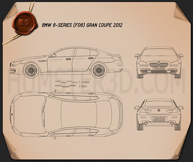 BMW 6 Series (F06) Gran Coupe 2012 car clipart