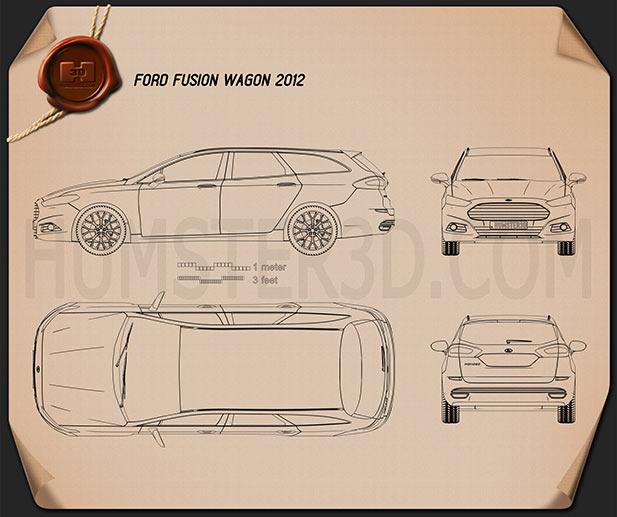 Ford Fusion wagon 2013 Clipart Image