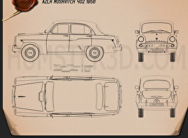 AZLK Moskvitch 402 1956 car clipart