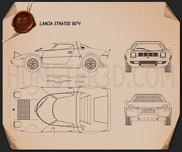 Lancia Stratos 1974 Blueprint