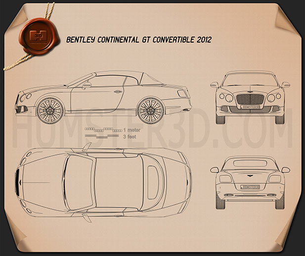 Bentley Continental GT Descapotável 2012 car clipart