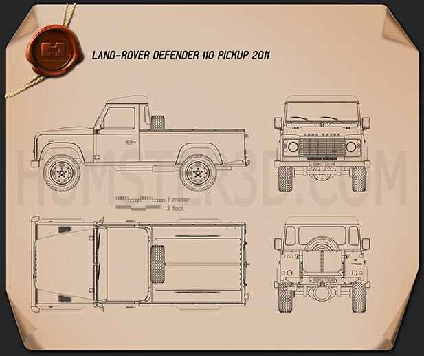 Land Rover Defender 110 pickup 2011 car clipart