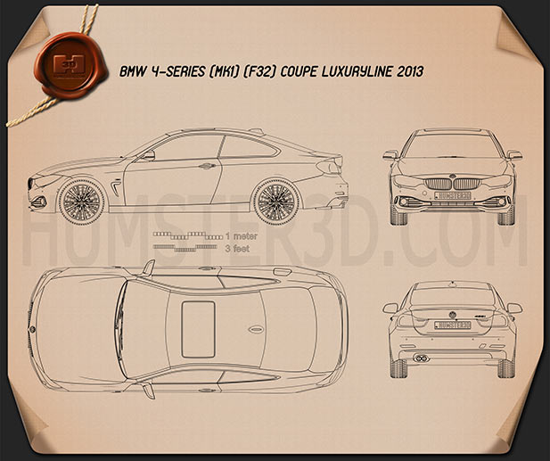 BMW 4 Series (F32) Coupe Luxury Line 2013 car clipart