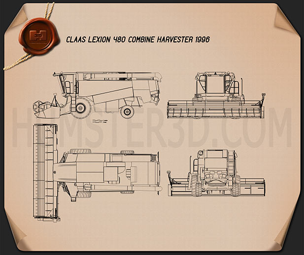 Claas Lexion 480 Combine Harvester 1996 Tractor clipart