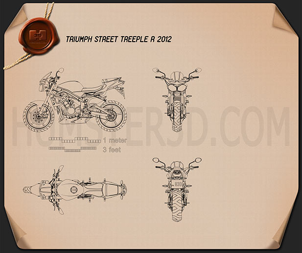 Triumph Street Treeple R 2012 Motorcycle clipart