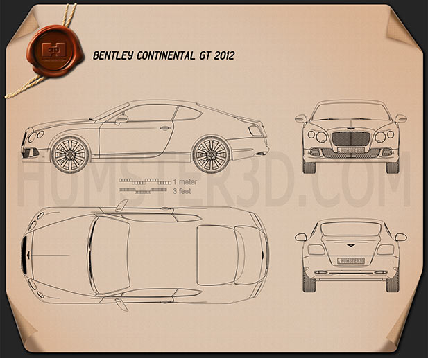 Bentley Continental GT 2012 car clipart