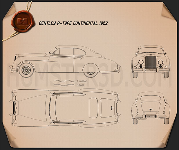 Bentley R-Type Continental 1952 Blueprint