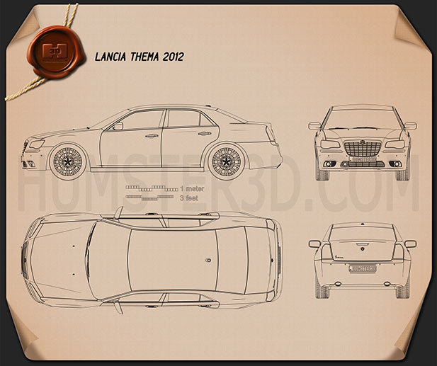 Lancia Thema sedan 2012 car clipart