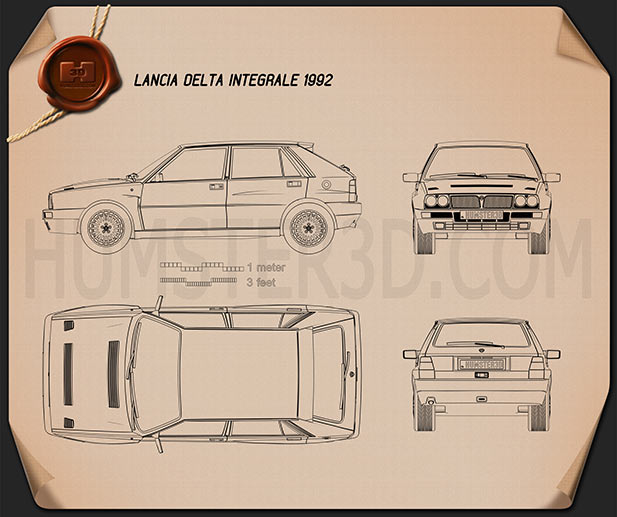 Lancia Delta Integrale 1992 Clipart Image