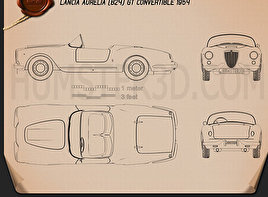 Lancia Aurelia GT Cabrio 1954 car clipart