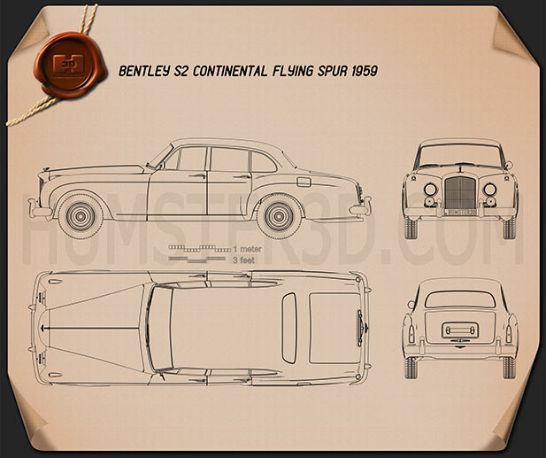 Bentley S2 Continental Flying Spur 1959 car clipart