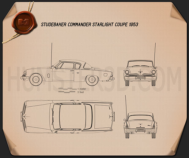 Studebaker Champion (Commander) Starlight Coupe 1953 Blueprint