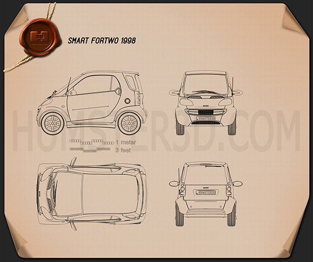 Smart Fortwo 1998 car clipart