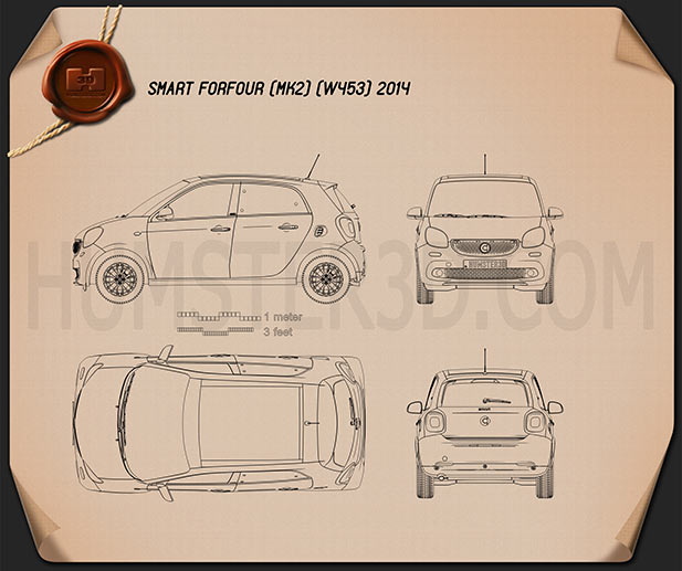 Smart Forfour 2014 car clipart
