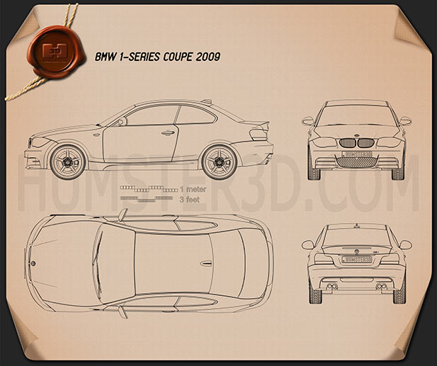 BMW 1 Series 3-türig coupe 2009 car clipart