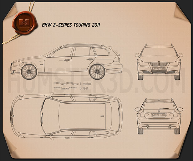 BMW 3 series Touring car clipart