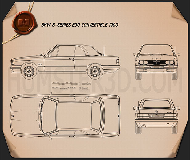 BMW 3 Series Convertible (E30) 1990 Blueprint
