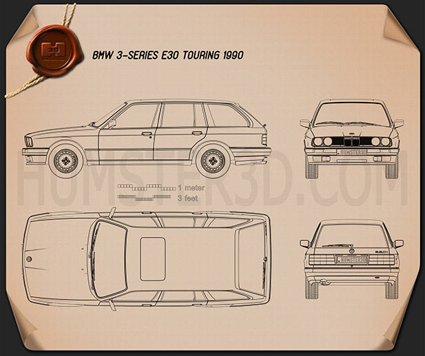 BMW 3 Series touring (E30) 1990 PNG Clipart