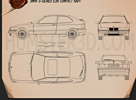 BMW 3 Series (E36) compact 1994 car clipart