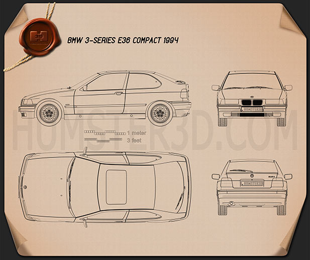 BMW 3 Series (E36) compact 1994 PNG Clipart