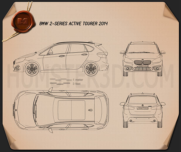 BMW 2 Series Active Tourer (F45) 2014 Clipart Image