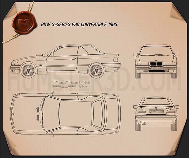 BMW 3 Series (E36) Convertible 1994 PNG Clipart