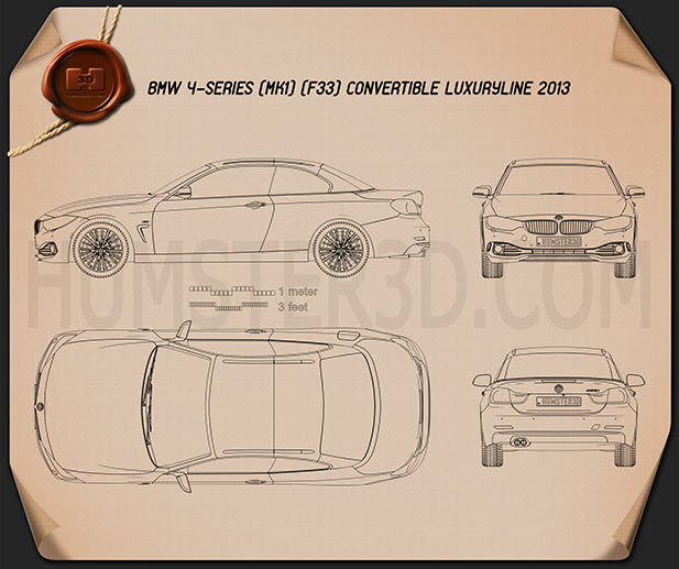 BMW 4 Series (F33) Cabrio Luxury Line 2013 car clipart