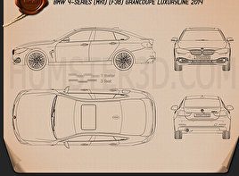 BMW 4 Series (F36) Gran Coupe Luxury Line 2013 car clipart