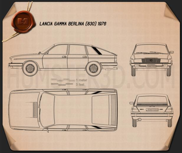 Lancia Gamma Berlina 1976 car clipart