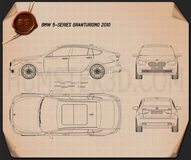BMW 5 series Gran Turismo 2011 Blueprint