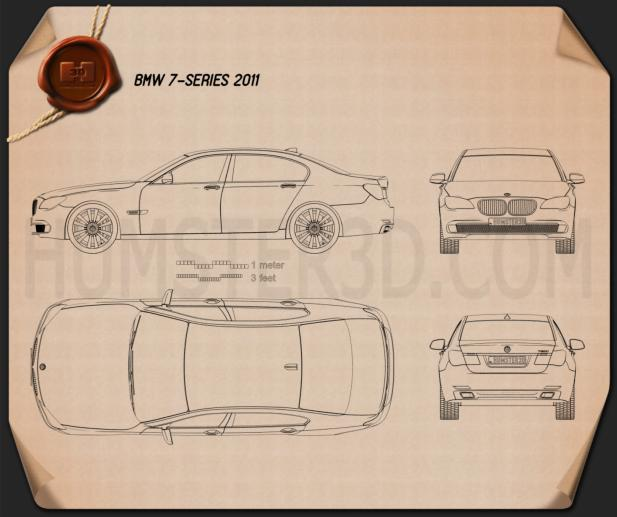 BMW 7 Series Sedan 2011 Blueprint