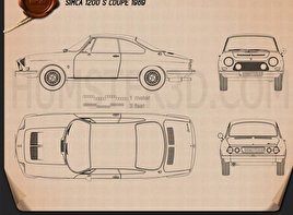 Simca 1200 S coupe 1969 car clipart