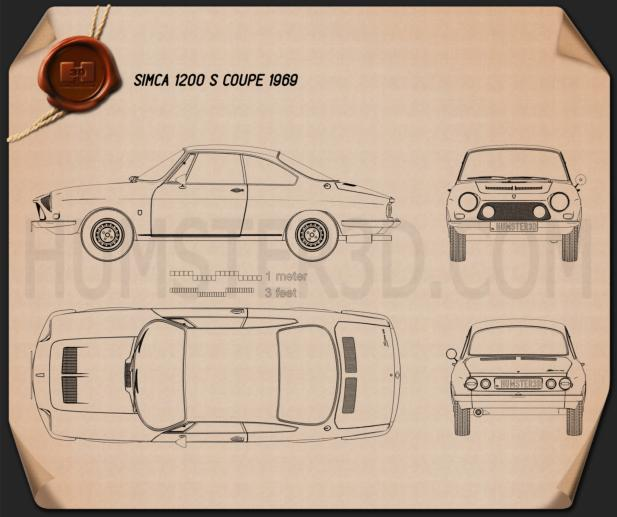 Simca 1200 S coupe 1969 Blueprint