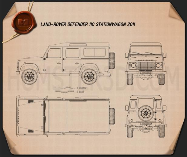 Land Rover Defender 110 Station Wagon 2011 Blueprint