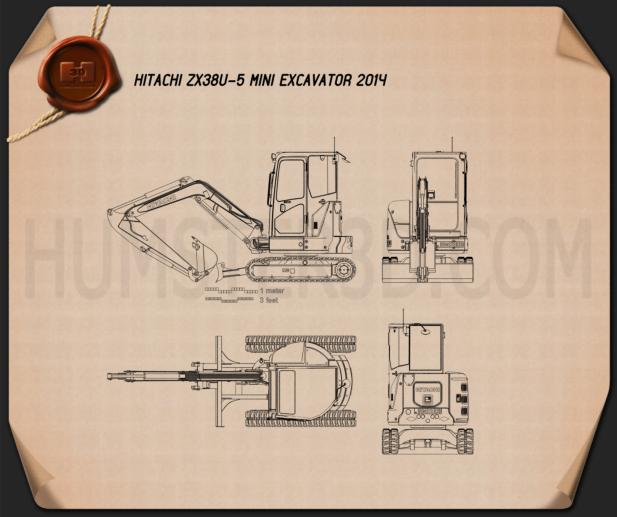 Hitachi ZX38U-5 Mini Excavator 2014 Tractor clipart