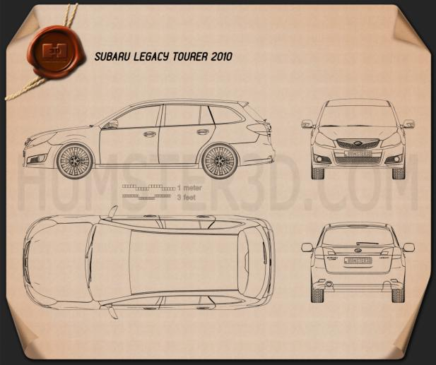Subaru Legacy tourer 2010 Clipart Image