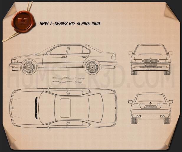 BMW 7 Series B12 Alpina 1999 Blueprint