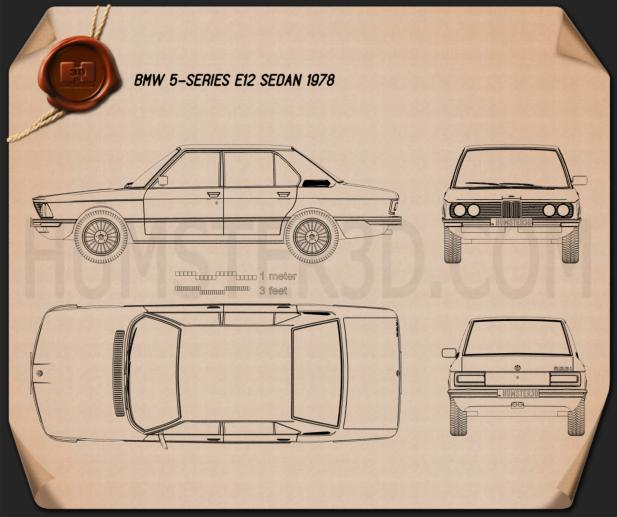 BMW 5 Series sedan (E12) 1978 Clipart Image