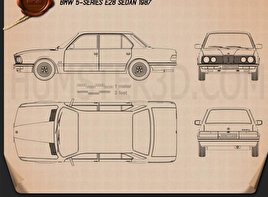 BMW 5 Series sedan (E28) 1987 car clipart