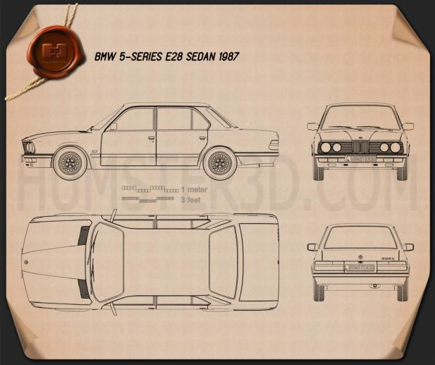 BMW 5 Series sedan (E28) 1987 car clipart