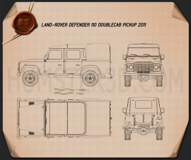 Land Rover Defender 110 Double Cab pickup 2011 Blueprint
