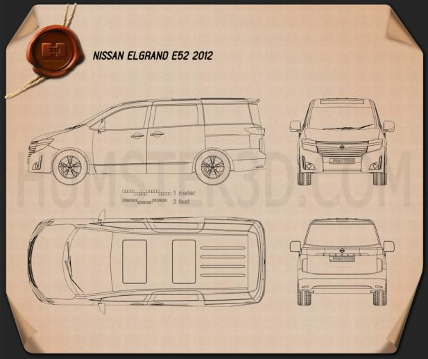 Nissan Elgrand (E52) 2012 Blueprint