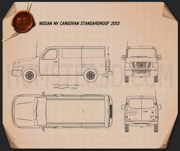 Nissan NV Cargo Van Standard Roof 2013 Blueprint